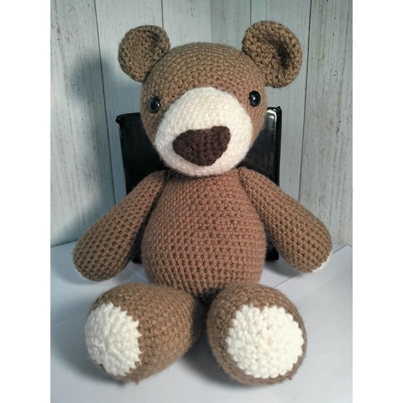 Handmade Crochet Stuffed Teddy Bear - Picture 1 of 5